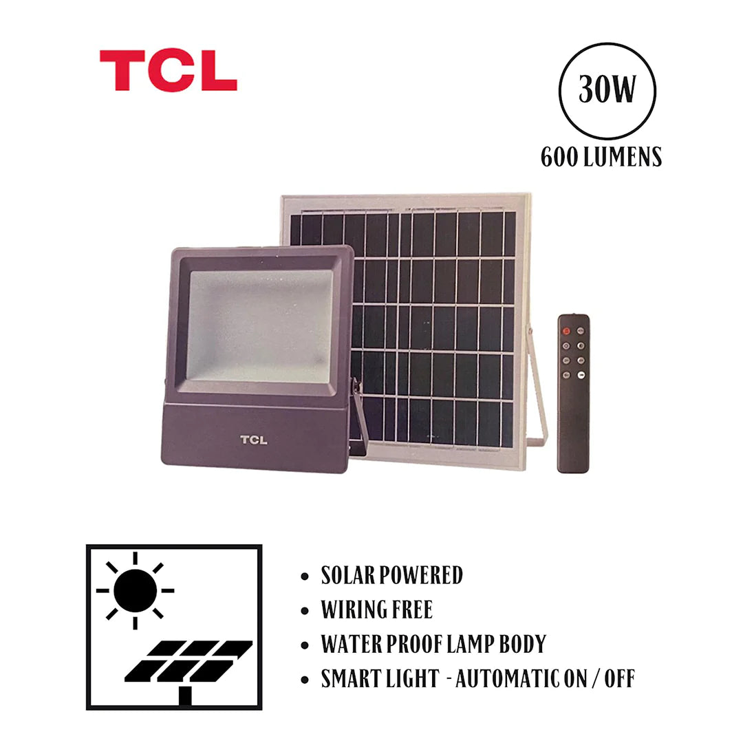 TCL SOLAR FLOOD LIGHT T102 30W TIME DIM + REMOTE - XX03065HW