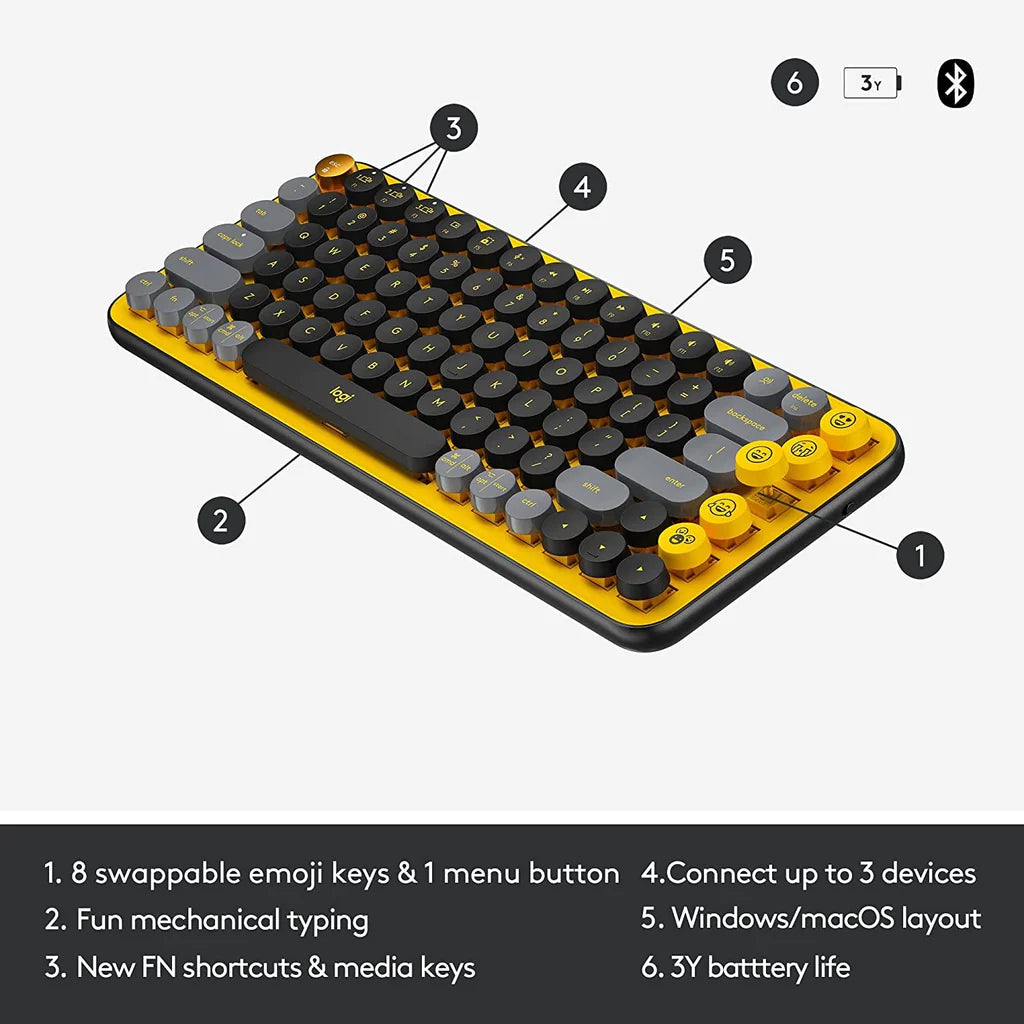 Logitech POP Keys Wireless Mechanical Emoji Keyboard