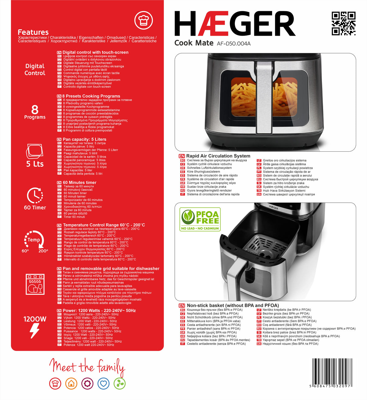 HAEGER Cook Mate Digital air fryer  5 L