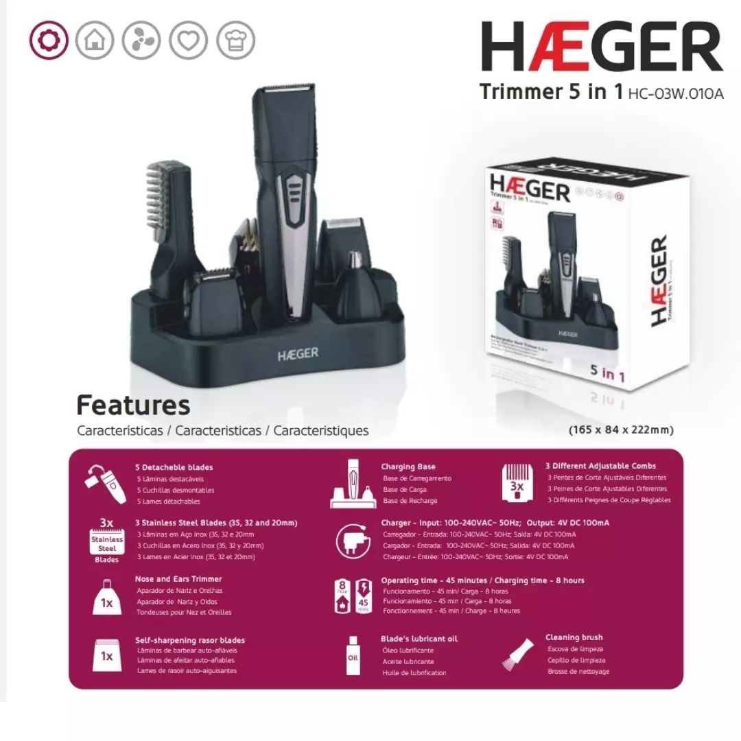 Haeger 5 In 1 Trimmer Hair Clipper