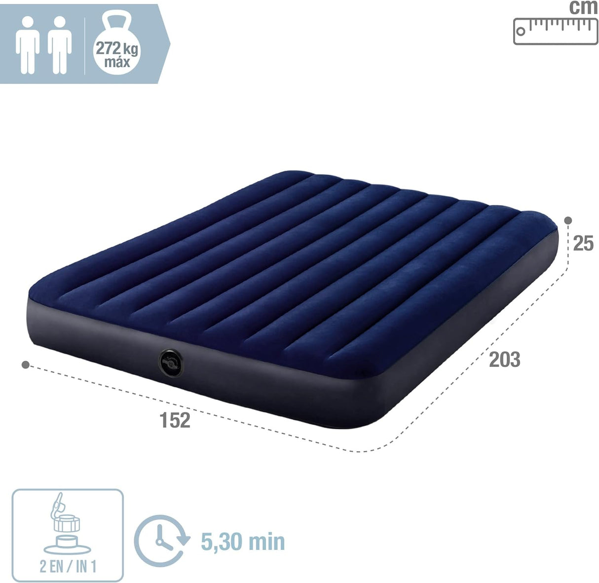 INTEX DURA-BEAM CLASSIC DOWNY Airbed W/ Hand Pump 152*203*25cm S20