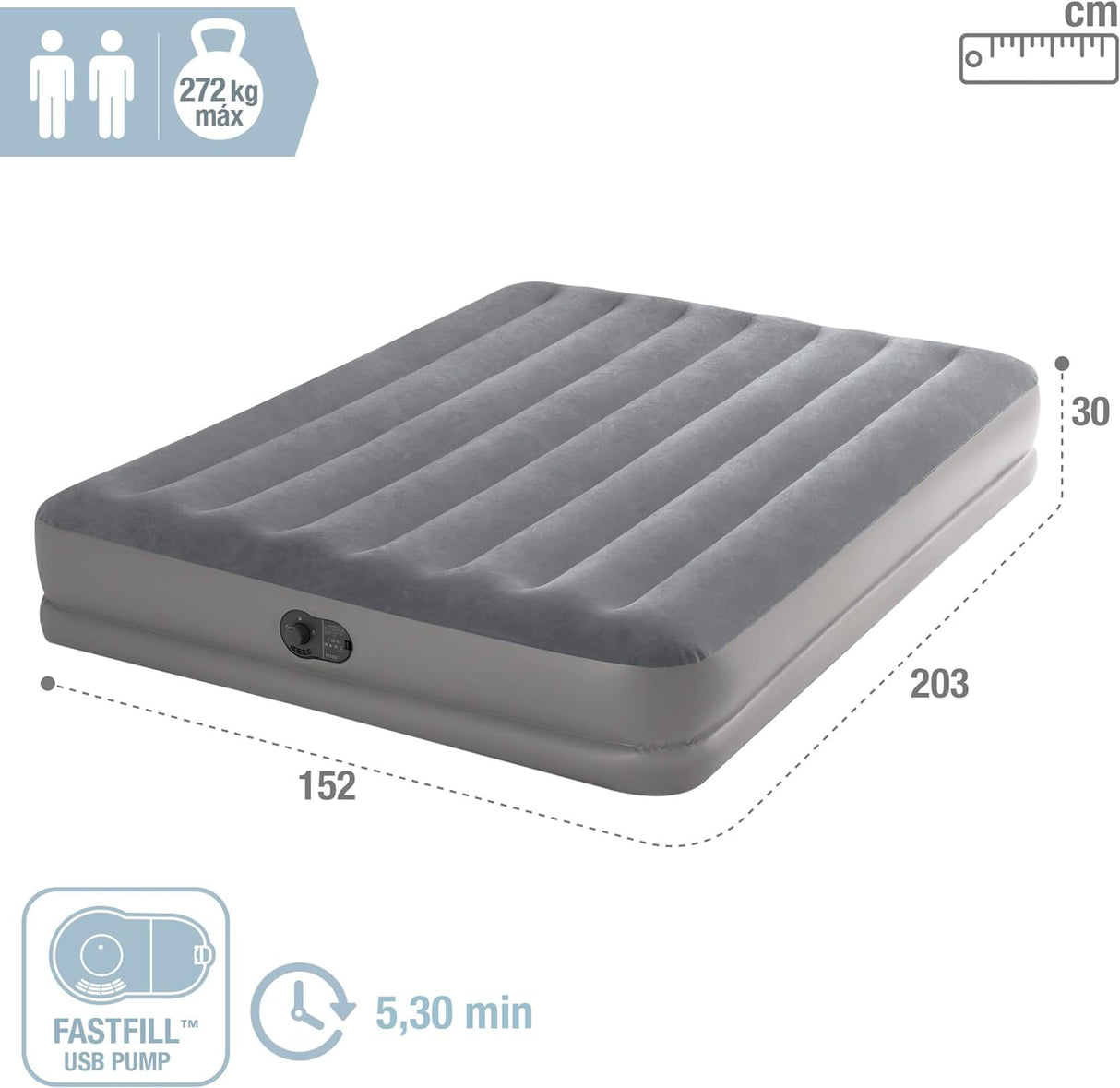 INTEX QUEEN DURA-BEAM PRESTIGE AIRBED WITH USB PUMP  2.03 x 1.52 x 0.30