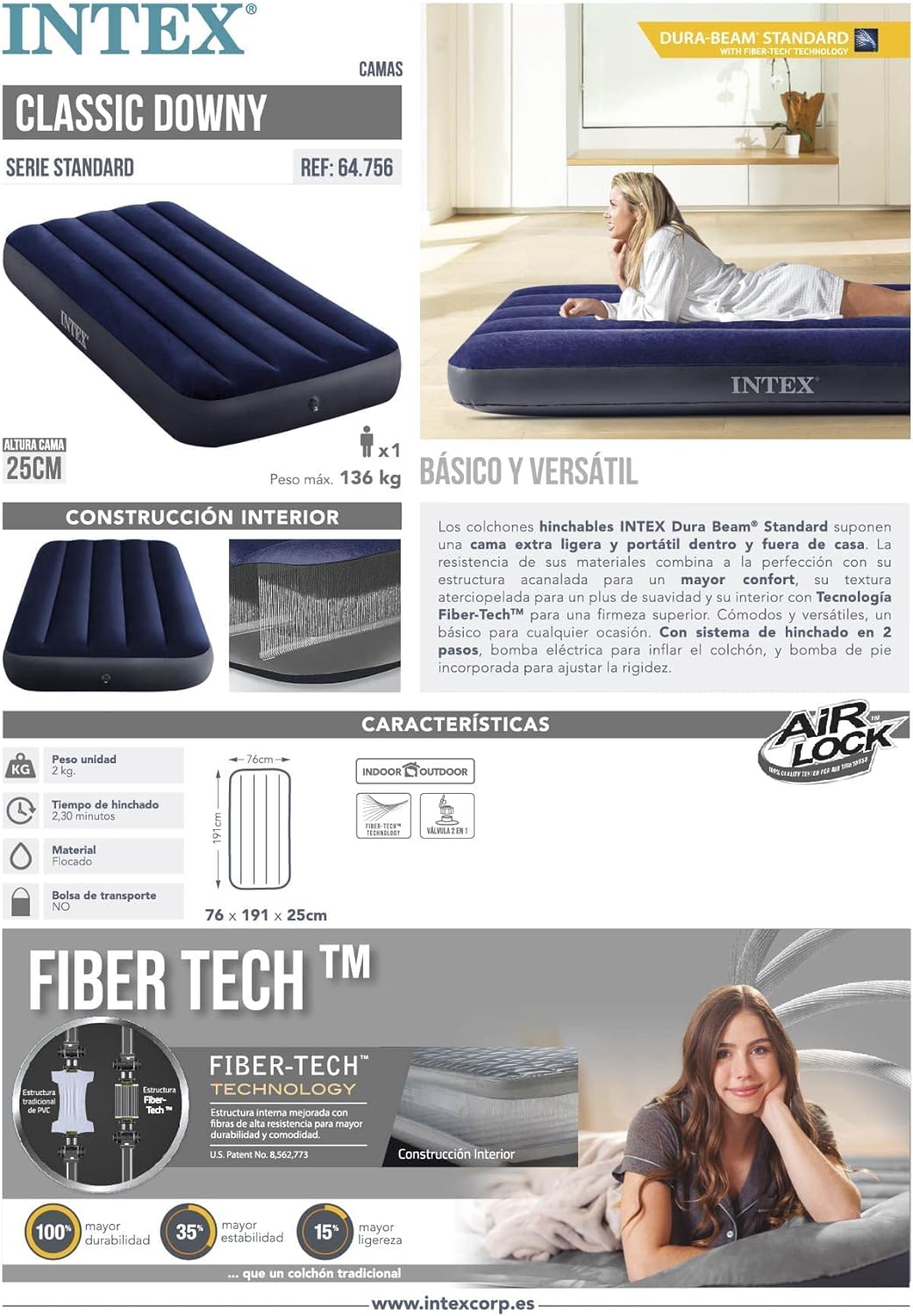 INTEX DURA-BEAM CLASSIC DOWNY Airbed 99*191*25cm  S20