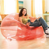 INTEX TRANSPARENT PINK BEANLESS BAG CHAIR Size: 127 x 137 x 74 cm