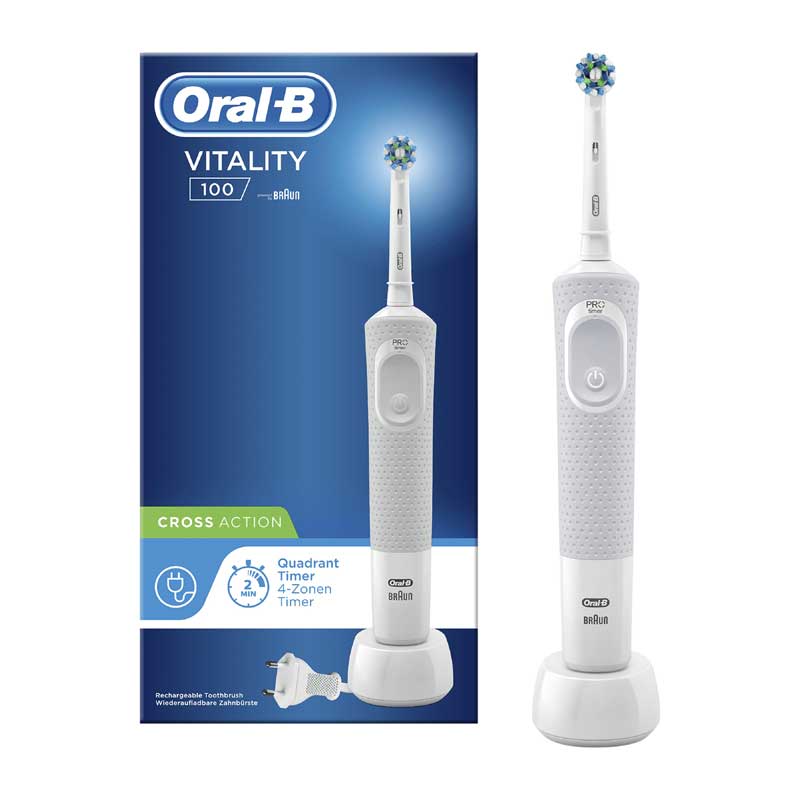 Oral-B D100 Vitality Plus 3D White Electric Rechargeable Toothbrush