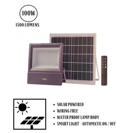 TCL SOLAR FLOOD LIGHT T102 100W 6500K TIME DIM + REMOTE -XX10065HW